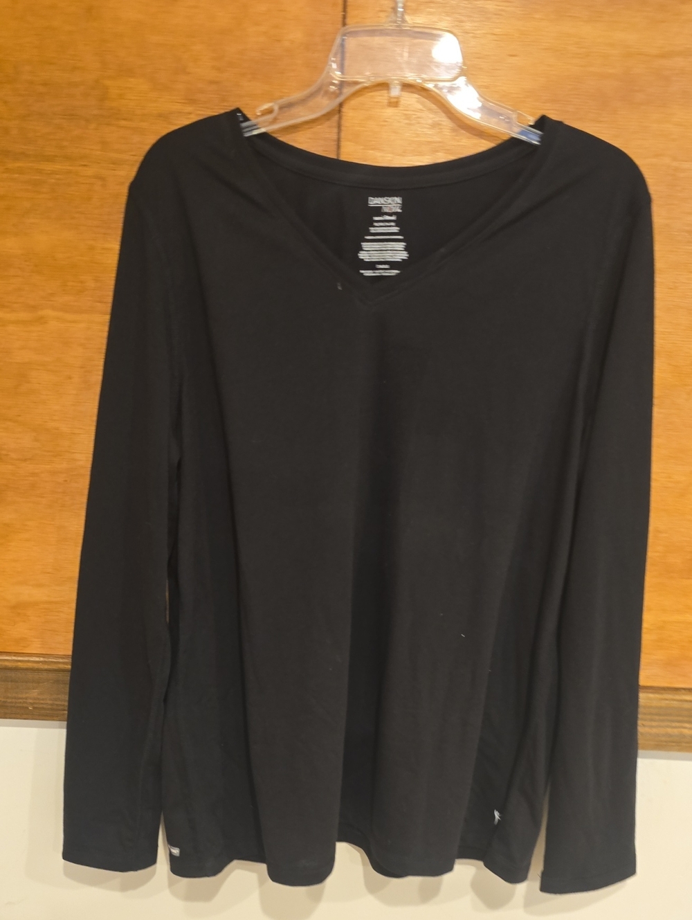 Danskin Black Long-Sleeve V-Neck Top